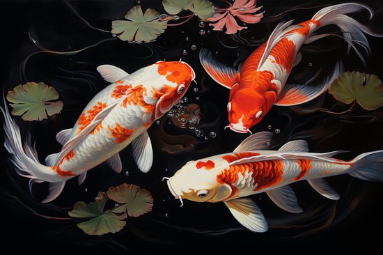 Koi Karper Poster | Poster Koi Karper | Poster Vis | Poster Abstract | Woondecoratie | 71x51cm | RTB | Geschikt om in te Lijsten