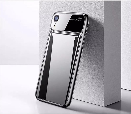 TOTU Magic Mirror/ gehard TPU beschermhoes Geschikt voor Apple iPhone XR kleur transparent met zwarte randen + gratis screenprotector