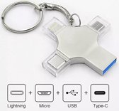 Bru USB Flashdrive - 4-in-1 USB Multi Functioneel Flashdrive - Compatibel met iOS, Android en PC - Extern Geheugen - Extra opslagruimte voor uw multimedia - 8 GB