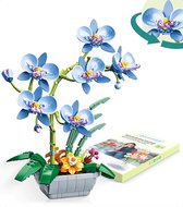 Questmate Bloemen Bouwset - Orchidee Blauw - Bloemenboeket & Kunstbloemen Set voor volwassenen
