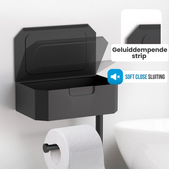 Avalo WC Rolhouder met Plankje - Zilver - Zelfklevend/Boren/Zonder Boren - Toiletrolhouder - WC Papier Houder
