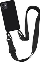 Coque Smartphonica avec cordon large pour iPhone 12 Mini coque arrière en silicone avec intérieur souple - Zwart / Back Cover