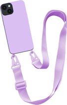 Coque Smartphonica avec cordon large pour iPhone 14 coque arrière en silicone avec intérieur souple - Violet / Back Cover