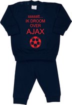 La Petite Couronne Pyjama 2-Delig "ssssstt IK DROOM OVER AJAX" Unisex Katoen Zwart/rood Maat 92/98
