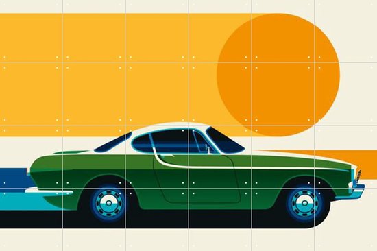 IXXI Green Vintage Sports Car Side - Wanddecoratie - Vintage - 120 x 80 cm