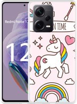 Cazy Hoesje geschikt voor Xiaomi Redmi Note 12 Pro+ 5G Unicorn Time