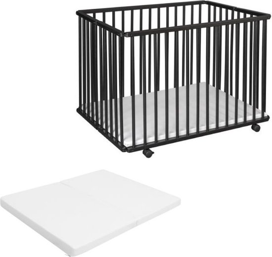Product: Bebies First Opvouwbare Baby Box Liam Zwart Met Matras, van het merk Bebies First