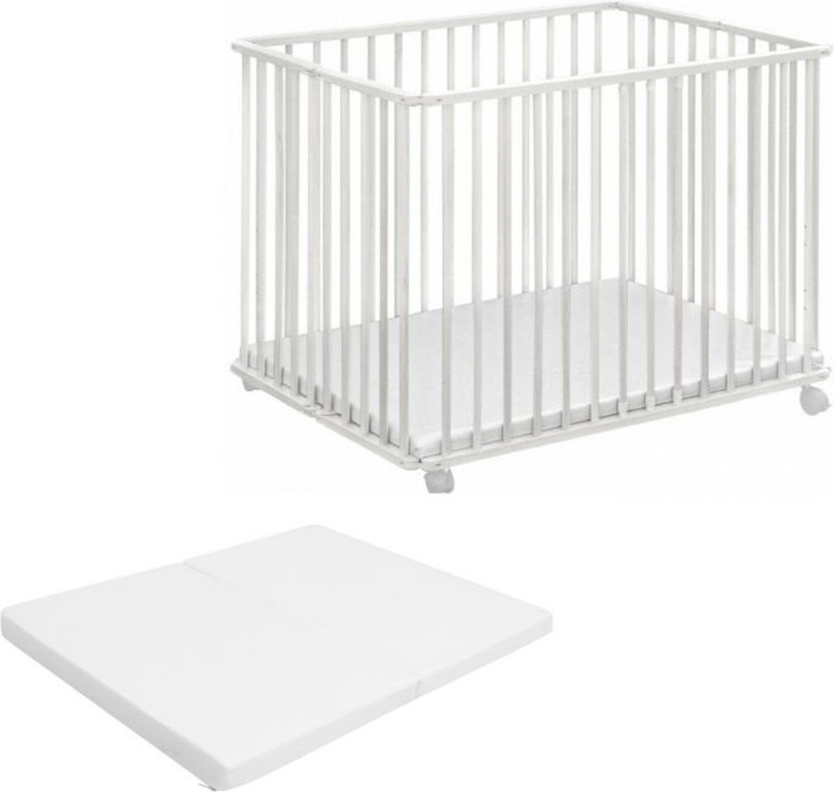 Parc Bébé pliable SÄMANN® avec matelas coloris naturel avec fond réglable  en hauteur