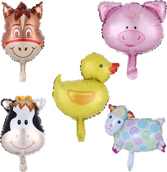 Boerderij dieren- helium ballonnen - folie ballon - set van 5