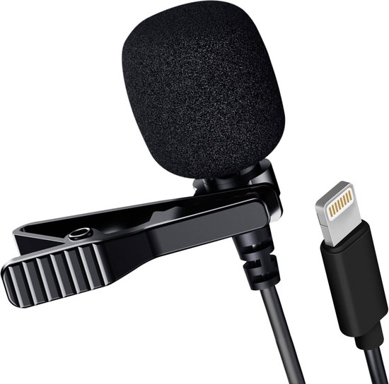 Gewoon vloek canvas Lightning Microfoon met ruisonderdrukking Roterende Clip 1,5m LinQ Zwart |  bol.com
