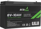 EcoLine - AGM 6V 10AH - 10000mAh VRLA Batterij - 151 x 50 x 94 - Deep Cycle Accu.