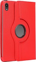 Draaibaar Tablethoes met Standaard geschikt voor Apple iPad Mini 6 | Tabletcase Bookcase met regelbare standen | Tablet Hoes Hoesje met 360 graden Rotatie - Rood