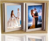 Dubbelzijdige fotolijst, houten fotolijst, 4 foto's van 15 x 10 cm, voor bruiloft