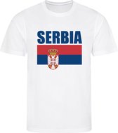 WK - Servië - Serbia - Србија - T-shirt Wit - Voetbalshirt - Maat: 134/140 (M) - 9 - 10 jaar - Landen shirts