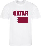 WK - Qatar - قطر - T-shirt Wit - Voetbalshirt - Maat: 146/152 (L) - 11-12 jaar - Landen shirts