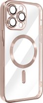 MagSafe Case Geschikt voor Apple iPhone 14 Pro Max Silicone Bescherming Camera Chroom Champagne