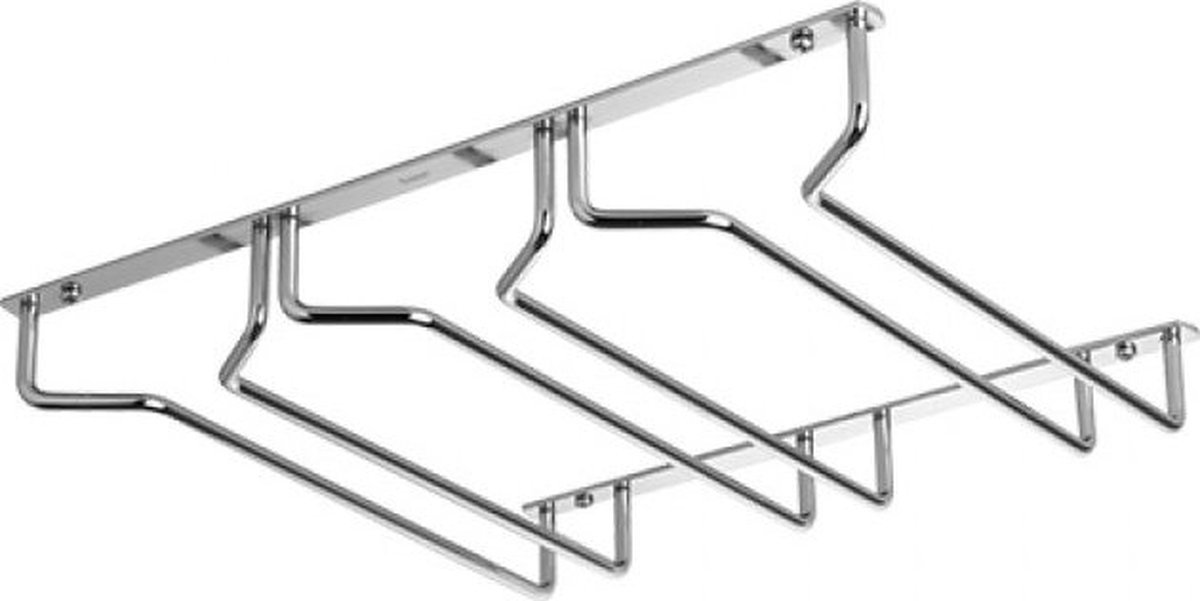 Wijnglazenhouder 3 rails voor 9 glazen - Metaal chroom - Glazenhouder - Glasophangrek - Wijnglazenrek