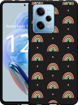 Cazy Hoesje Zwart geschikt voor Xiaomi Redmi Note 12 Pro 5G Regenboog Patroon