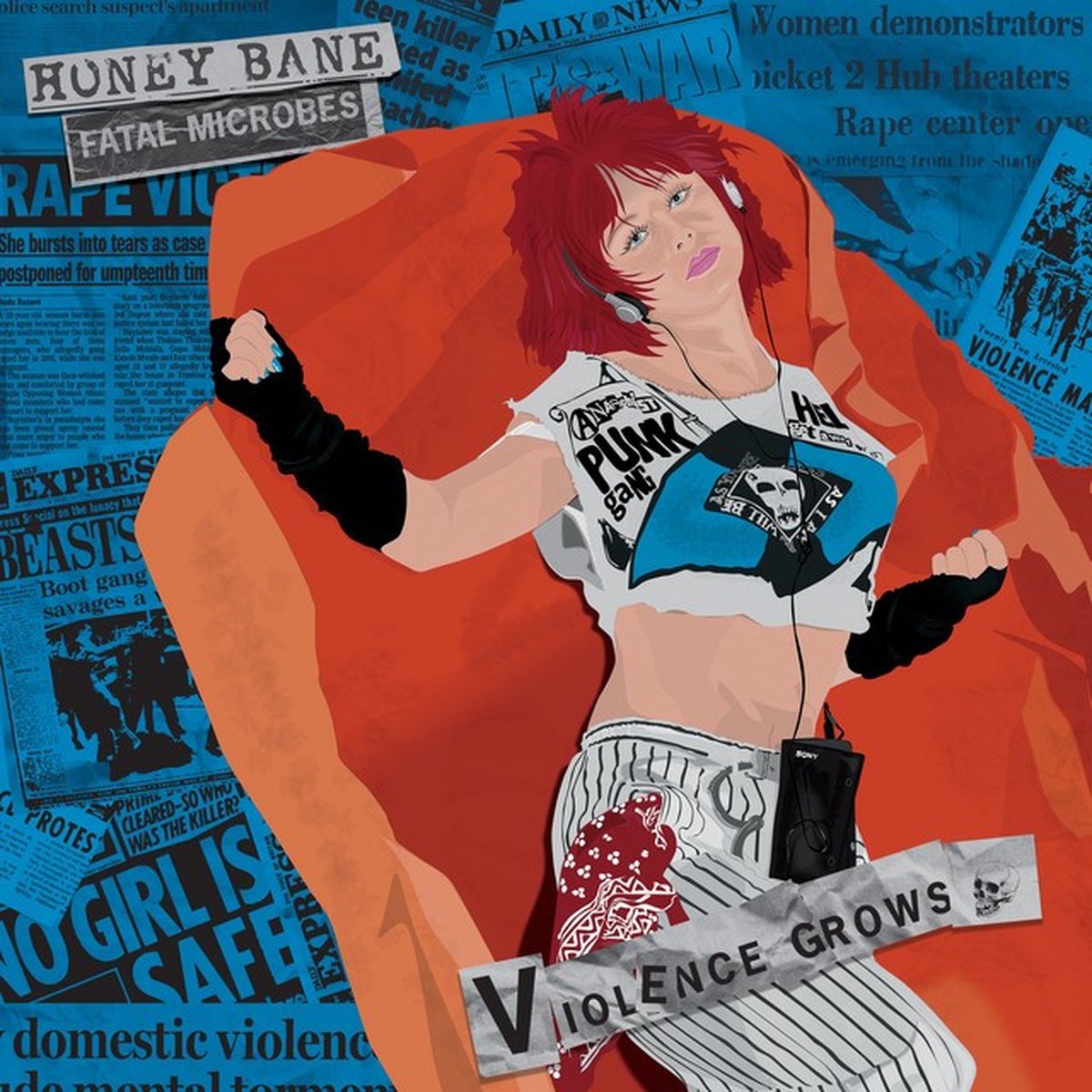 Honey Bane, Fatal Microbes - Violence Grows (12" Single) (Coloured Vinyl) (Limited Edition)
