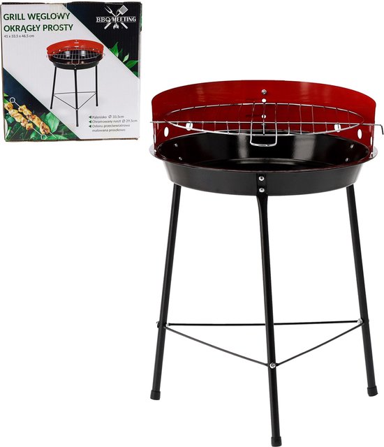 Rechte ronde houtskoolgrill, 41x33.5x46.5cm van Merkloos — afbeelding 3