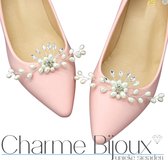 Schoenclips- Trouwen-Parel- zilverkleur-Schoen versiering-Charme Bijoux