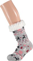 Apollo - Huisokken kerst dames - Multi Grijs - One Size - Sokken kerstmis - Kerstkousen dames - Kerstcadeau dames
