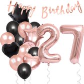 Snoes Ballonnen 27 Jaar Feestpakket – Versiering – Verjaardag Set Liva Rose Cijferballon 27 Jaar -Heliumballon