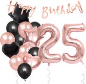 Snoes Ballonnen 25 Jaar Feestpakket – Versiering – Verjaardag Set Liva Rose Cijferballon 25 Jaar -Heliumballon