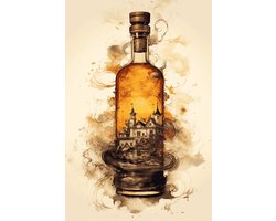Whiskey Poster | Poster Whiskey glas | Message in a Bottle | Whiskey Karaf | Poster Bar| Gentleman Poster | 50x70cm | S450 | Geschikt om in te lijsten