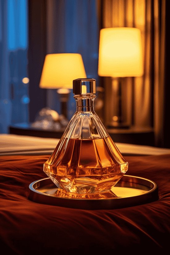 Whiskey Poster | Poster Whiskey glas | Pyramidefles | Whiskey Karaf | Poster Bar| Whiskey met ijsblokjes | Gentleman Poster | 50x70cm | S451 | Geschikt om in te lijsten