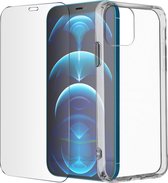 Hoes geschikt voor iPhone 12 Pro Max Siliconen + Gehard Glas 9H Transparant