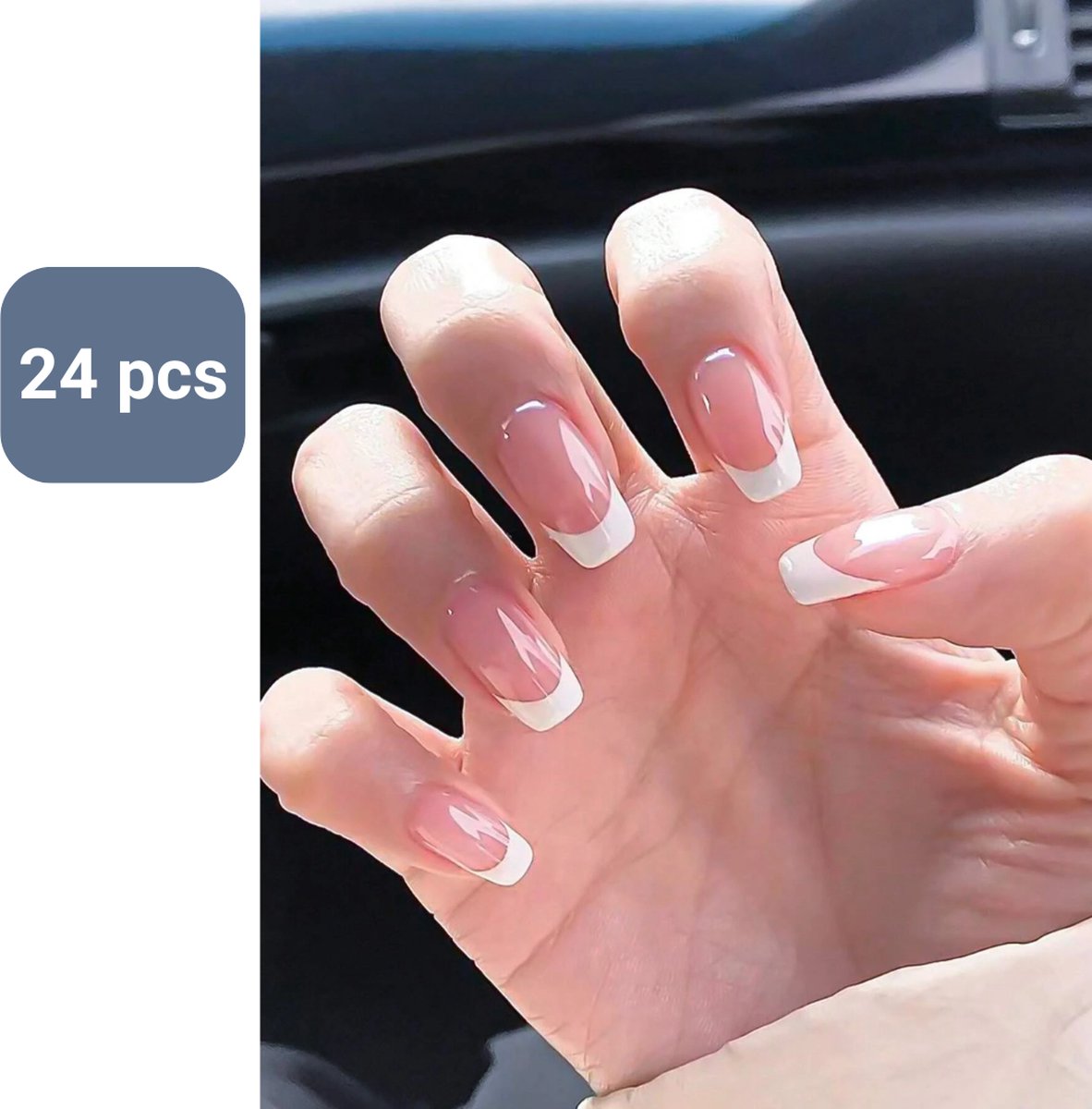 Goedkoopste GUAPÀ® Plaknagels | 24 stuks valse nagels | Press On Nails | Nepnagels | Kunstnagels | Compleet plaknagels starterspakket | Nagels stickers | 24 stuks plaknagels French Manicure White