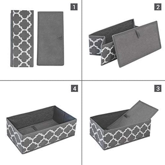 Système d'organisation de tiroirs Organiseur de placard Boîtes de rangement pour vêtements Boîte de rangement pliable pour chaussettes, sous-vêtements, cravates, lot de 12 (gris)