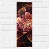 Muursticker - Roze Bloem met Rosé Gouden Details - 20x60 cm Foto op Muursticker