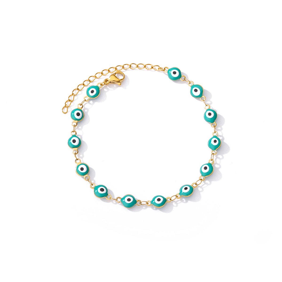 Armbandje boze oogjes - Goudkleurig - Groene oogjes