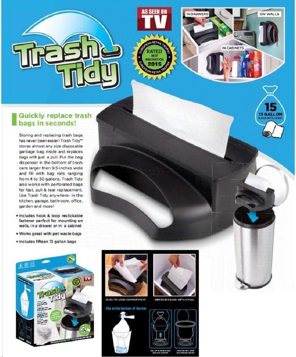 Trash Tidy - Vuilniszak dispenser - Eenvoudig vuilniszakken plaatsen - tot 120L