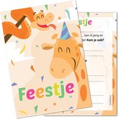Uitnodiging kinderfeestje - Voordeelset 20 stuks - Beschrijfbaar - Uitnodigingskaarten - Uitnodiging verjaardag - uitnodiging verjaardag feest - Uitnodiging kinderfeestje Jongen of Meisje - Uitnodiging feestje - uitnodigingen - slang giraf