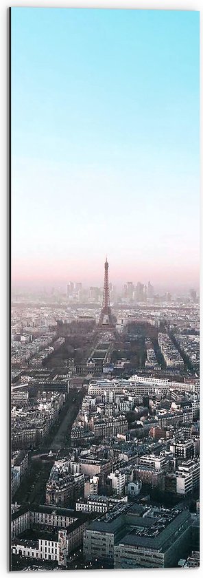 Dibond - Parijs - Eiffeltoren - Stad - Gebouwen - Kleuren - 30x90 cm Foto op Aluminium (Wanddecoratie van metaal)