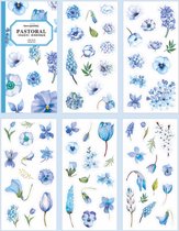 Serenade Bloemenstickerset - Licht Blauwe Bloemen - 10 Vellen, 100 Stickers