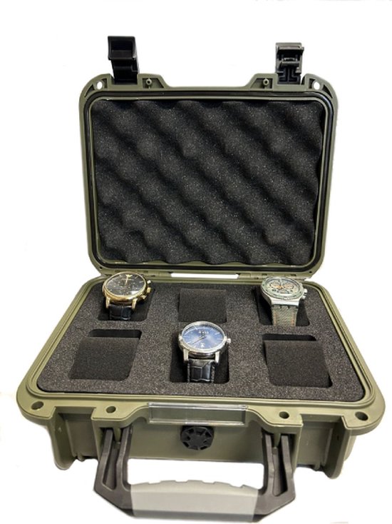 Tresor Watchbox - Black Watch Case - Mallette de transport pour jusqu'à 6 montres - Zwart - Étui de voyage - Étanche - Verrouillable - Perfect pour les voyages - Extrêmement protégé - Coffret à bijoux