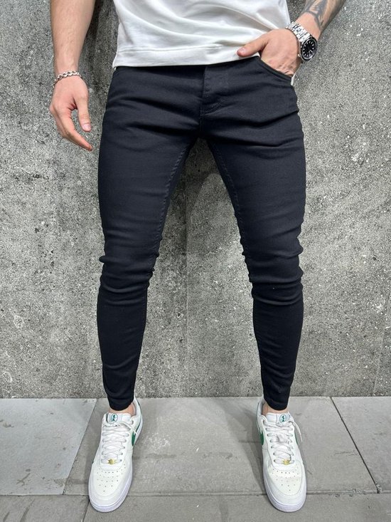 Hommes Stretchy Ripped Skinny Jeans Détruit Trou Slim Fit Denim Haute Qualité Jeans-W36