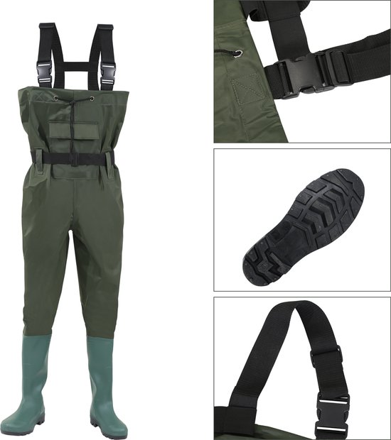 Waadpak heavy duty M uit één stuk met veiligheidslaars S5 mt 40 groen - - Waadpakken - EAN: 5705332073832