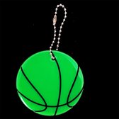 Reflecterende sleutelhanger - 1 stuks - Basketbal - Groen