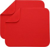 Microvezel afdruipmat voor het drogen van borden, bestek, sneldrogend en onderhoudsvriendelijk, 40 cm x 46 cm, 2 stuks, rood