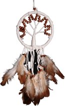 Dromenvanger - Tree of life bruine kralen 9cm - Dreamcatcher