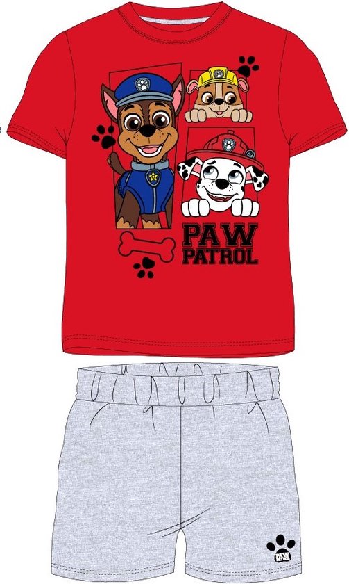 Paw Patrol shortama/pyjama katoen rood/grijs maat 122