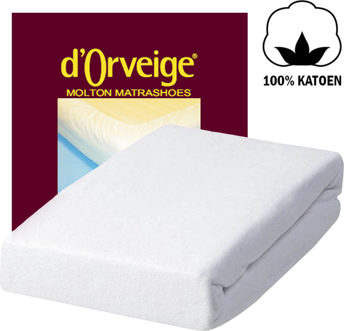 D'orveige Molton Matrasbeschermer - Eenpersoons - 70x200 cm - Wit