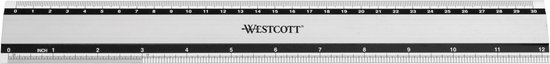 Westcott liniaal - 30cm / 12 inch - aluminium - met anti slip - AC-E10191