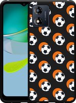 Cazy Hoesje Zwart geschikt voor Motorola Moto E13 4G Soccer Ball Orange