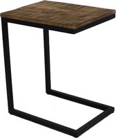 Bijzettafel Nyla XL - laptoptafel hout - Keukentafel bar - Ontbijt - Bed - Vierkant - Zwart - 31x40x48cm
